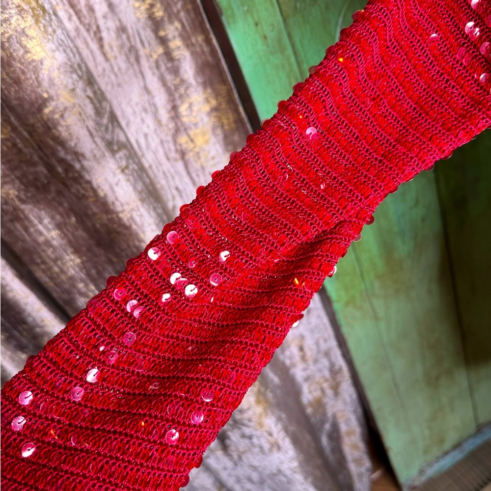 Candy Red Sequin Statement Sweater - image 2